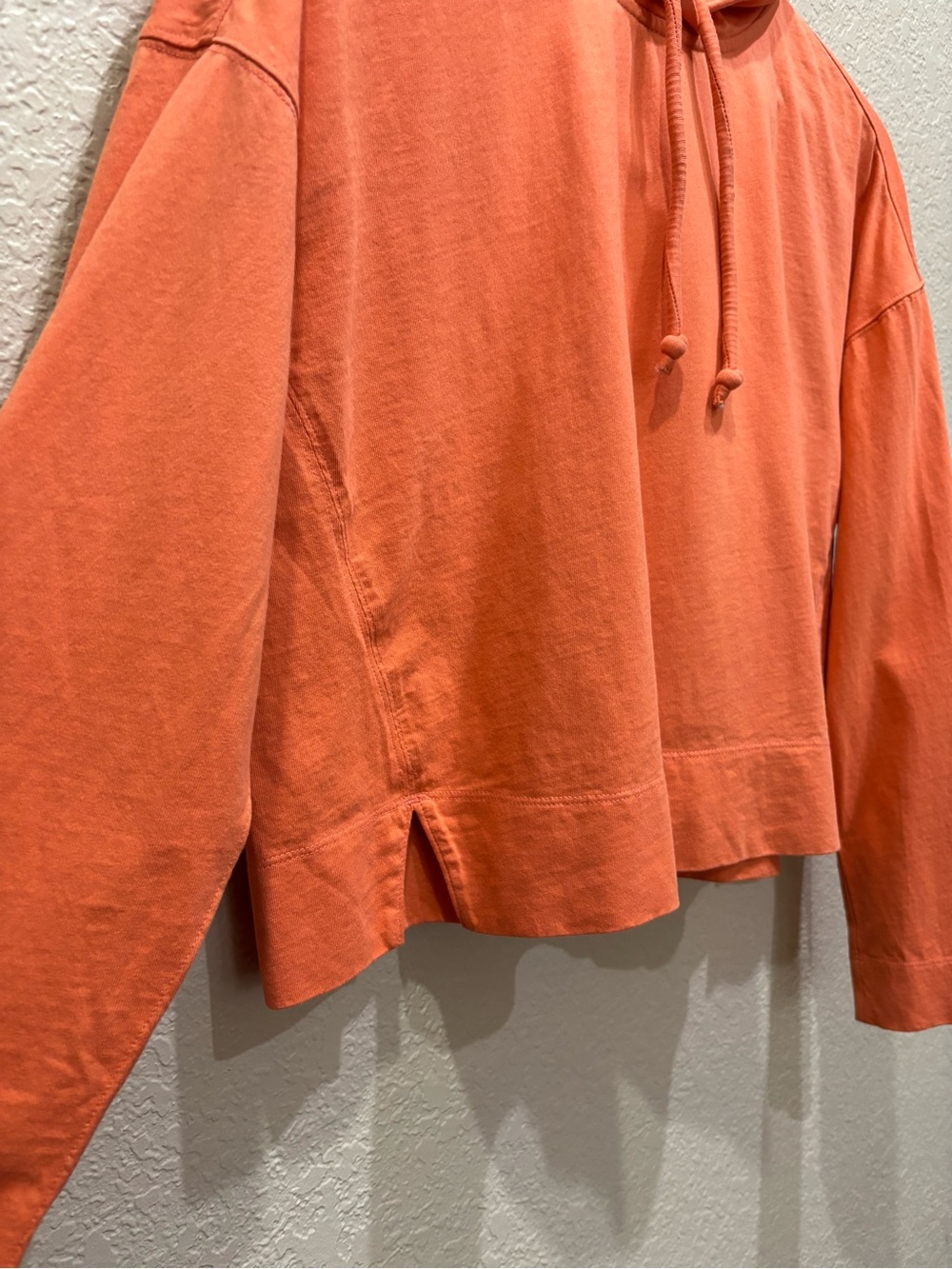 Everlane Retro Jersey Cropped Hoodie Orange Sweatshirt XS Organic Cotton - Picture 7 of 12
